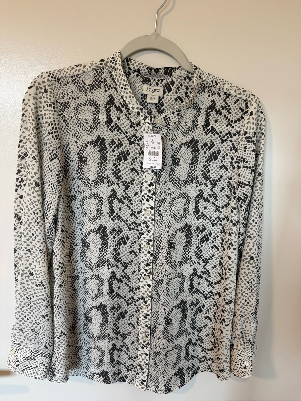 NEW J. Crew Snakeskin Button-Up Blouse - Size XXS - Picture 5 of 8